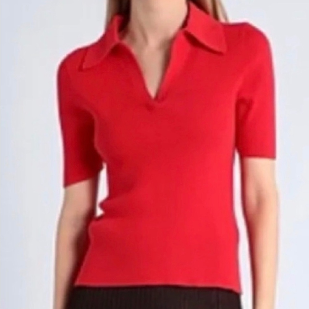 Kim and Cami textured red polo shirt